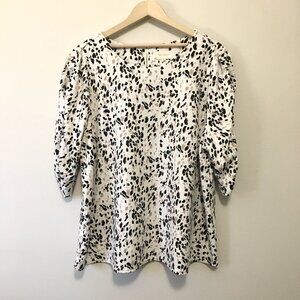 MELLODAY Cheetah Print Ruched Half Sleeve Top - 2X